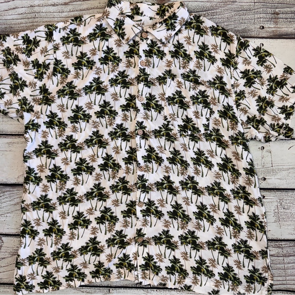 Princess Cruises Hawaiian Shirt‎ XXL Rayon Palm Tree Tropical Button Up Aloha
